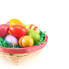 Fototapeta na wymiar Easter eggs in the basket