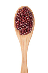 Adzuki beans on wooden spoon
