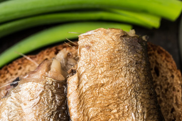 Smoked sardines on toast