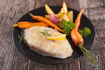 grilled fish and vegetables