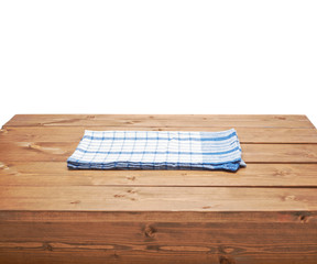 Tablecloth or towel over the wooden table