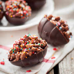 Homemade Chocolate Eggs with Rice and Wheat Cereal