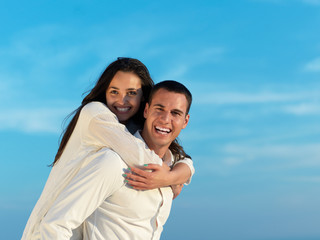 happy young romantic couple have fun arelax  relax at home