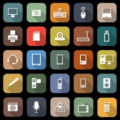 Gadget flat icons with long shadow