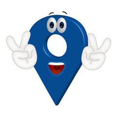 Funny cartoon location point pin sign place position
