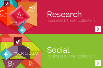 Flat design paper infographic banner set