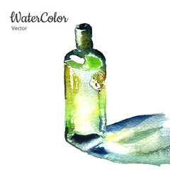 Vector hand painting watercolor illustration of perfume