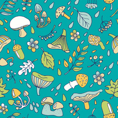 Autumn background with mushrooms