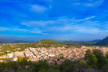 Fototapeta na wymiar Majorca Pollenca Pollensa aerial view from Calvari