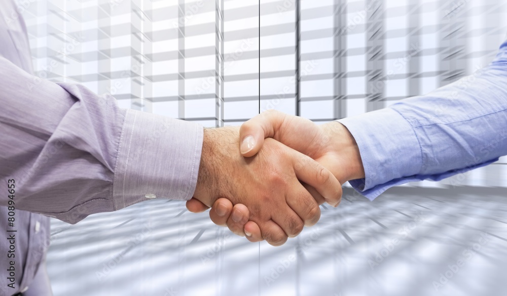 Poster composite image of men shaking hands