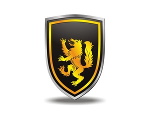 wolf gold shield emblem logo vector