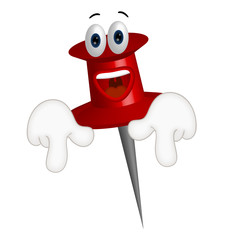 Funny corkboard pin cartoon illustration