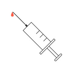 black outline syringe isolated on white background