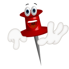 Funny corkboard pin cartoon illustration