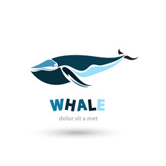 Stylized artistic whale logo icon. Creative colorful silhouette.