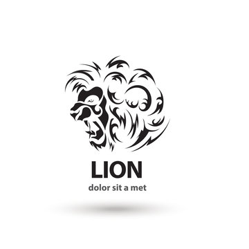 Vector stylized lion icon. Artistic silhouette wild animal. 