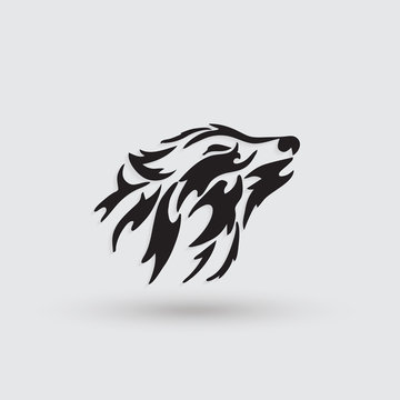 Artistic stylized wolf icon. Creative silhouette wild animal. 