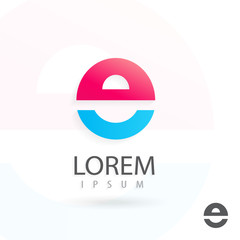 Creative logo design, letter e. Colorful vector icon. 