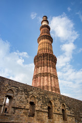 Fototapeta na wymiar Qutub Minar is a one of the most popular place