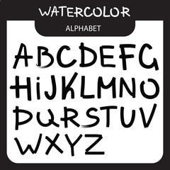 Vector handwritten calligraphy watercolor alphabet. 