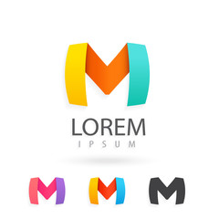 Colorful logo design set template, letter m. 