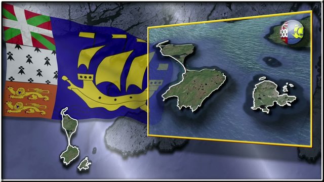 St. Pierre and Miquelon flag and map animation