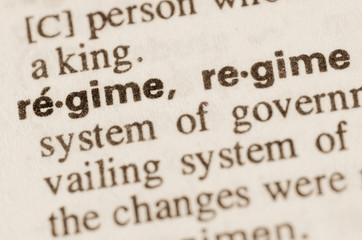 Obraz premium Dictionary definition of word regime