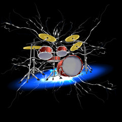 drum set with lightnings