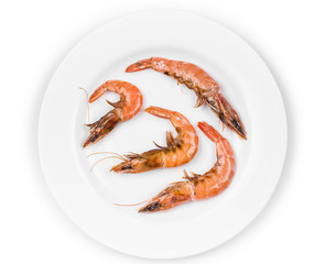 Tiger shrimps on white.