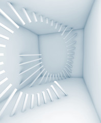 Fototapeta na wymiar Abstract white empty room interior with helix decoration