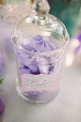 wedding dessert with delicious cakes and macaroons