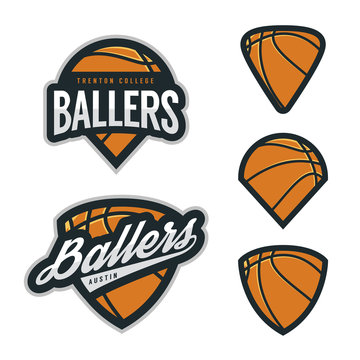 Set of basketball team emblem backgrounds