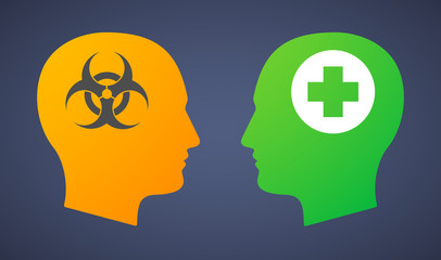 Head set with a biohazard sign and a pharmacy sign