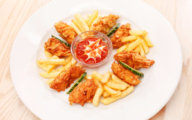 chicken nuggets with french fries
