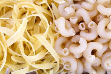 Different types of pasta close up