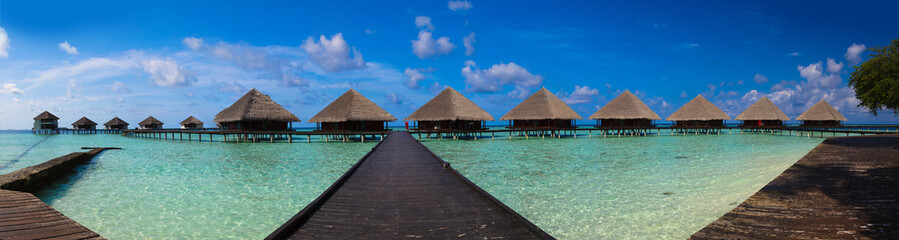 Panoramic view on Maldives bungalow