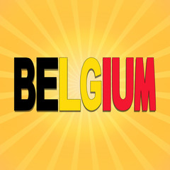 Belgium flag text with sunburst illustration