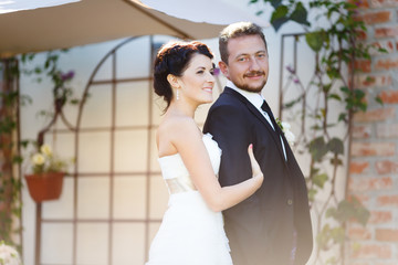 Fototapeta premium Happy bride and groom