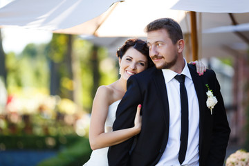 Happy bride and groom