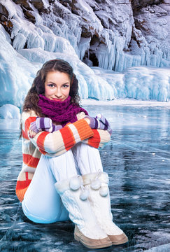 Young woman on ice