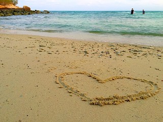 heart on beach. 