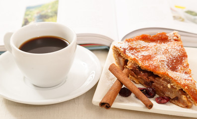 apple pie and cup of coffee