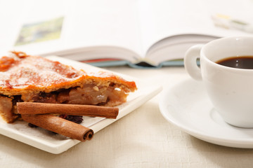apple pie and cup of coffee