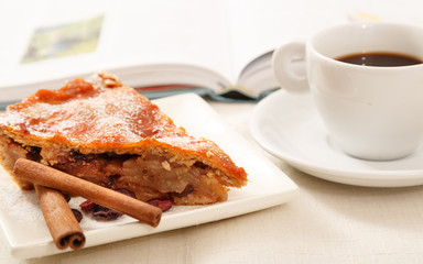 apple pie and cup of coffee