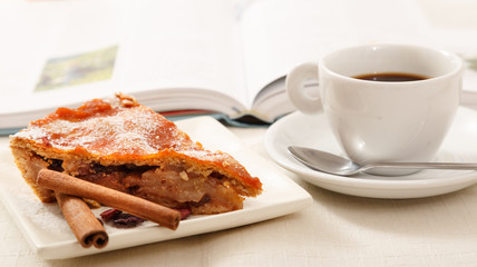 apple pie and cup of coffee