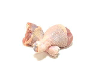 pieces of raw chicken meat isolated on white background