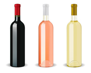 Bottles of wine - red, rose, white