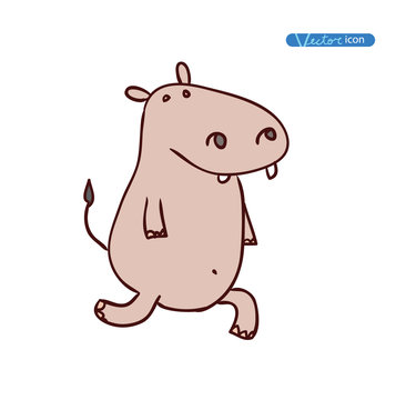 Hippo Cartoon animal, vector illustration.