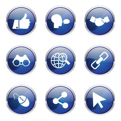 Social Internet Blue Vector Button Icon Design Set