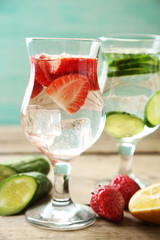 Glasses of different home made freshness healthy